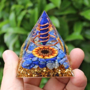Handmade Healing Orgone Pyramid - Natural Crystal Energy Generator for Meditation