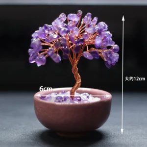 Natural Citrine Crystal Money Tree - Feng Shui Wealth Tree for Home & Office Decor