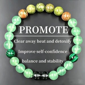 Crystal Vault 8mm Natural Green Aventurine & Malachite Money Success Bracelet for Wealth & Luck