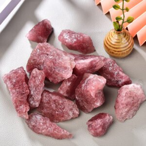 Natural Strawberry Quartz Raw Stones