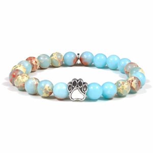 Crystal Vault Handmade Dog Paw Natural Stone Bracelet - A Tribute to Your Best Friend